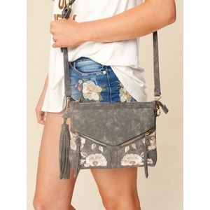 Altar'd State Gray Floral Crossbody Bag
